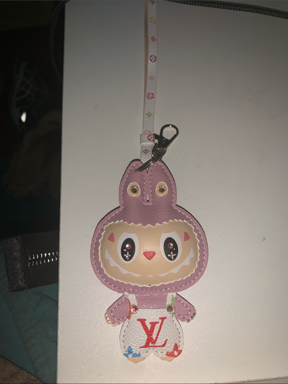 labubu upcycled Crystal bag/purse charm keychain wristlet